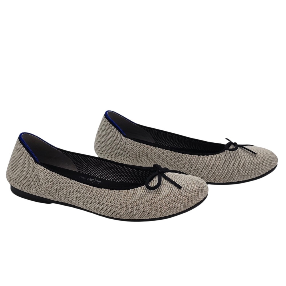 Rothy's The Flat 7 Oat Shimmer Ballet Flat Cobalt Blue Accent Quiet Luxury